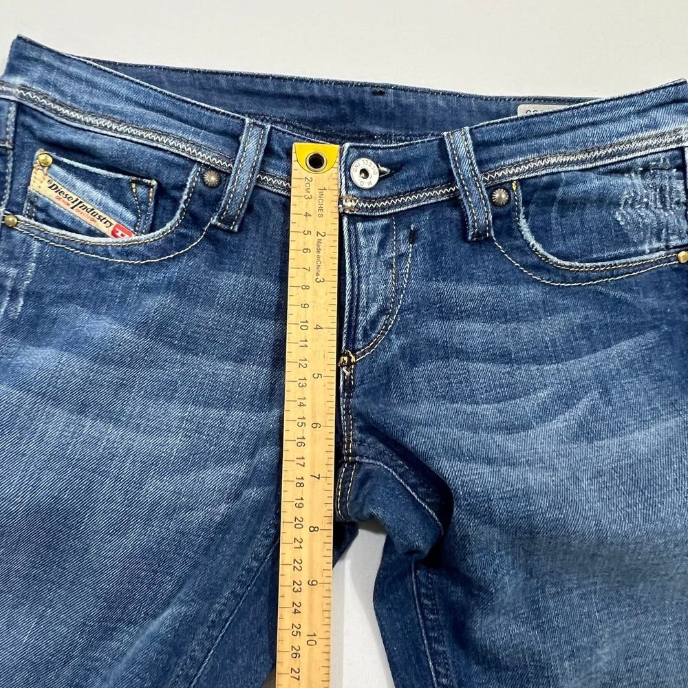 Diesel Lowky B.C. Bootcut Jeans Low Rise Embroidered Blue Womens Size 27 Fits 30 - Picture 9 of 16